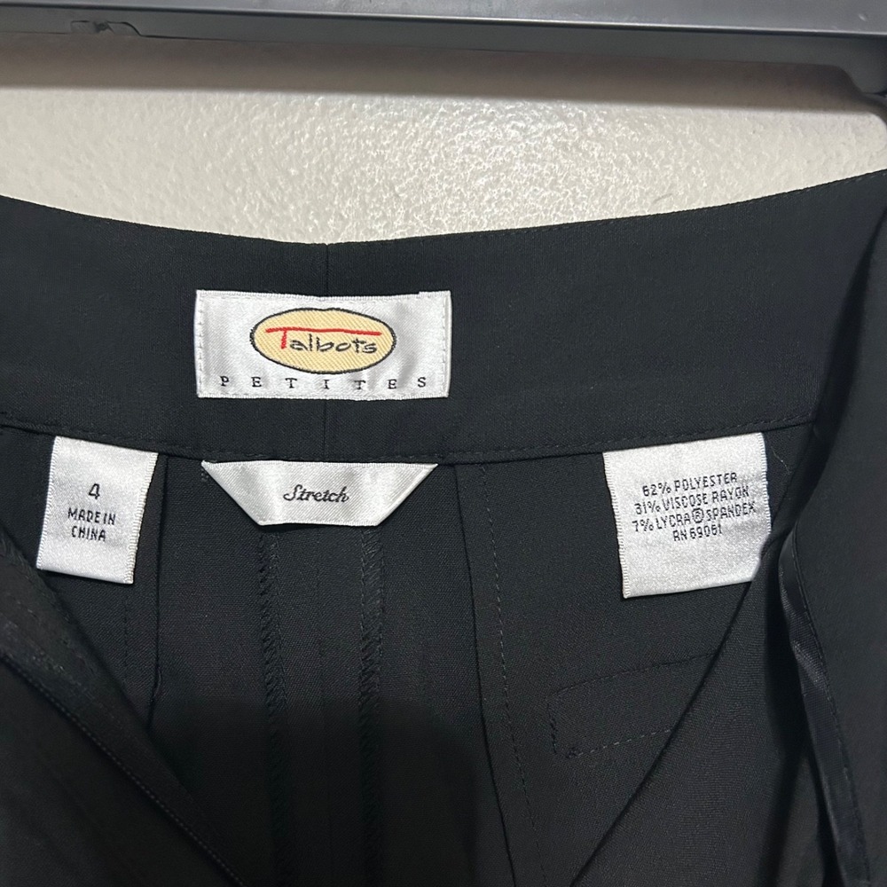 Talbots Womens Pants 4P Black Wide Leg Crop Career Trouser Quiet Luxury Business - Picture 4 of 9